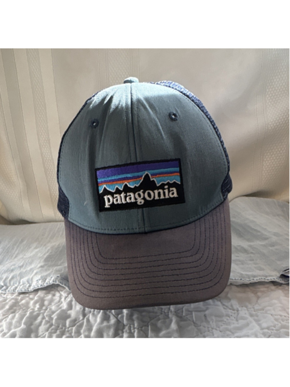 Patagonia Trucker Hat Blue Gray Mesh Back Adjustable Men's Outdoor One Size